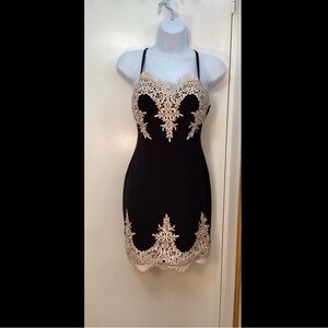 Haute Monde Black Dress with Subtle Lace Detailing